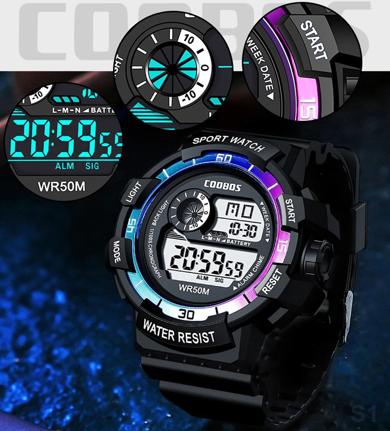 Mens Fashion In 1920 - COOBOS Children Digital Watch Fashion LED