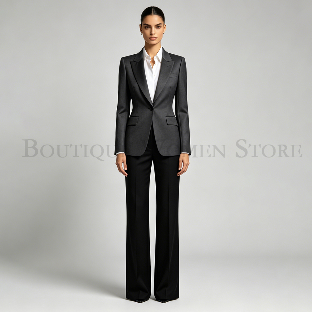 Men'S Fashion All Black Outfit - Fashion Black Women's Suits One-Button Office