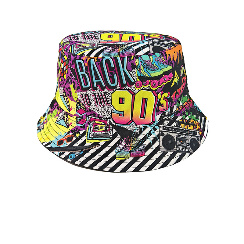 Mens Fashion Bucket Hat - Fashion Retro Graffiti 80s 90s Bucket