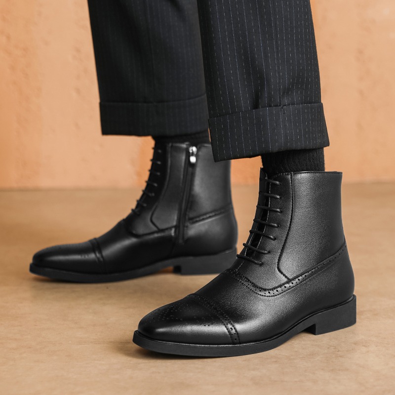 Mens Fashion Dress Shoes - Luxury Men's Boots New High-top Leather