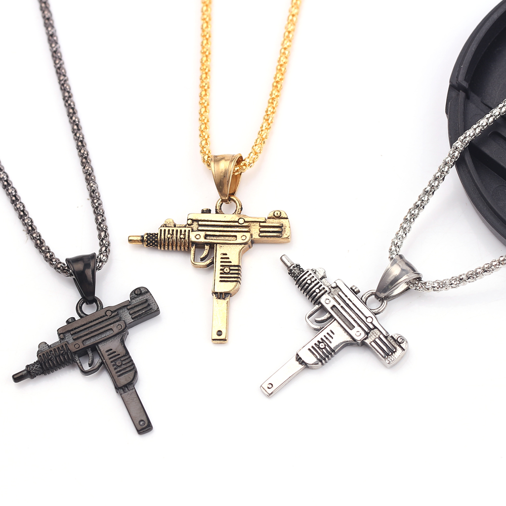 Punk Uzi Pistol Machine Gun Ne - Men'S Fashion Necklaces recension och pris