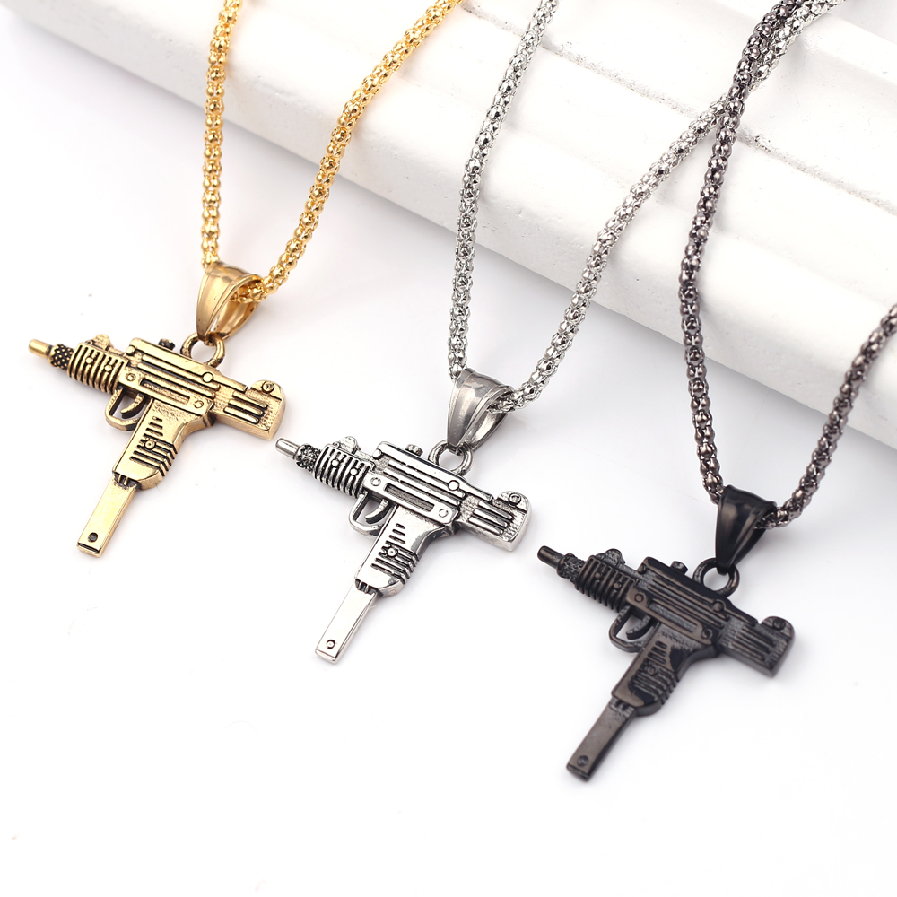 Punk Uzi Pistol Machine Gun Ne - Men'S Fashion Necklaces recension och pris