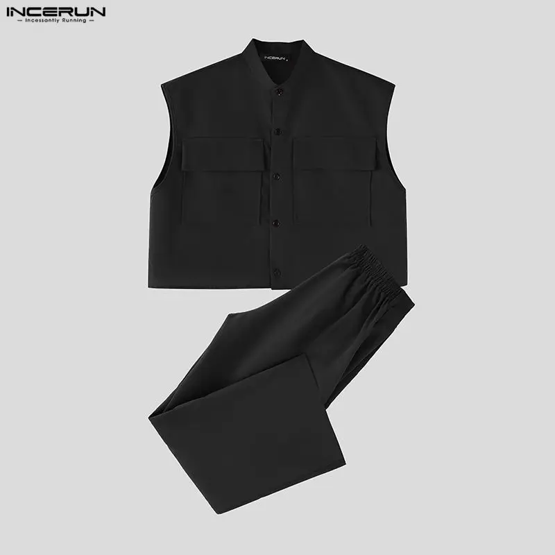INCERUN Men Sets Solid Sleevel - Mens Fashion Clothes recension och pris