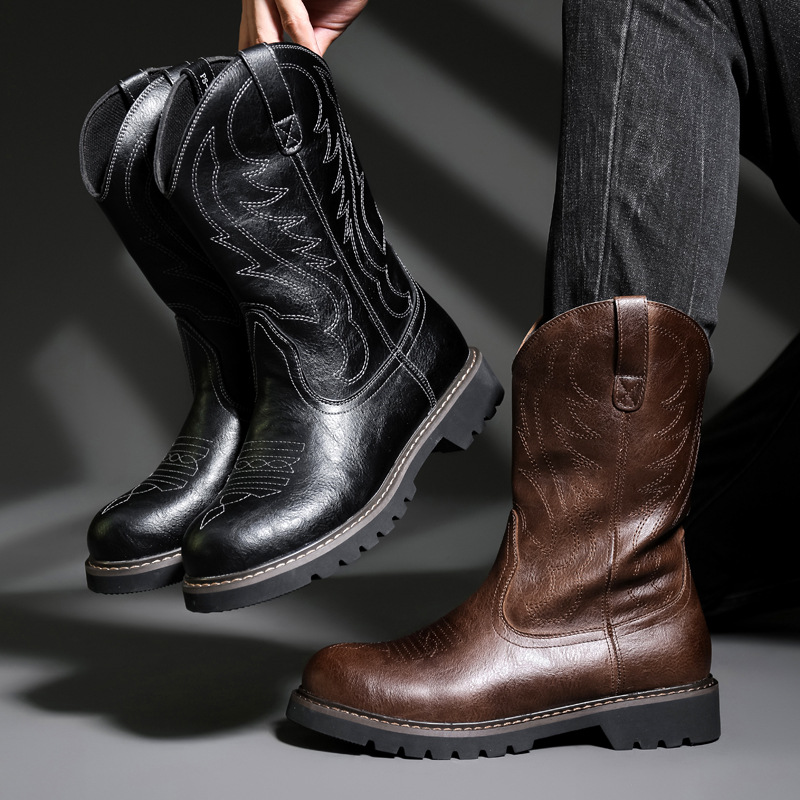 Fashion Mens Cowboy Boots New  - Men Fashion Vintage recension och pris
