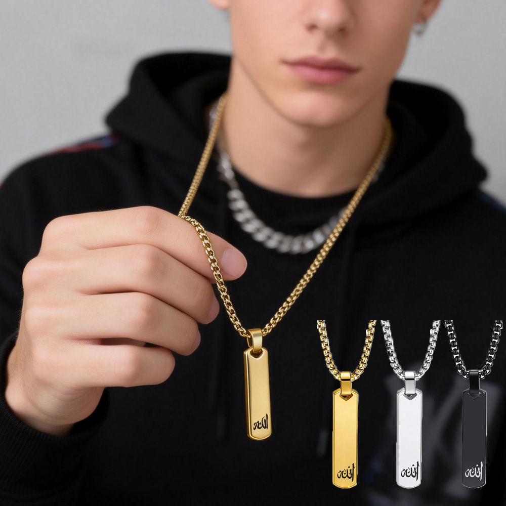 3D Bar Necklace, Cool Simple D - Men'S Fashion All Black Outfit recension och pris