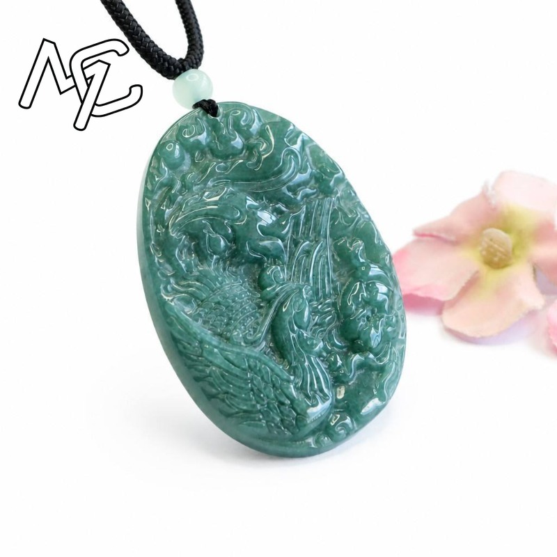 Real Natural Emerald Jade Blue - Men'S Fashion Necklaces recension och pris