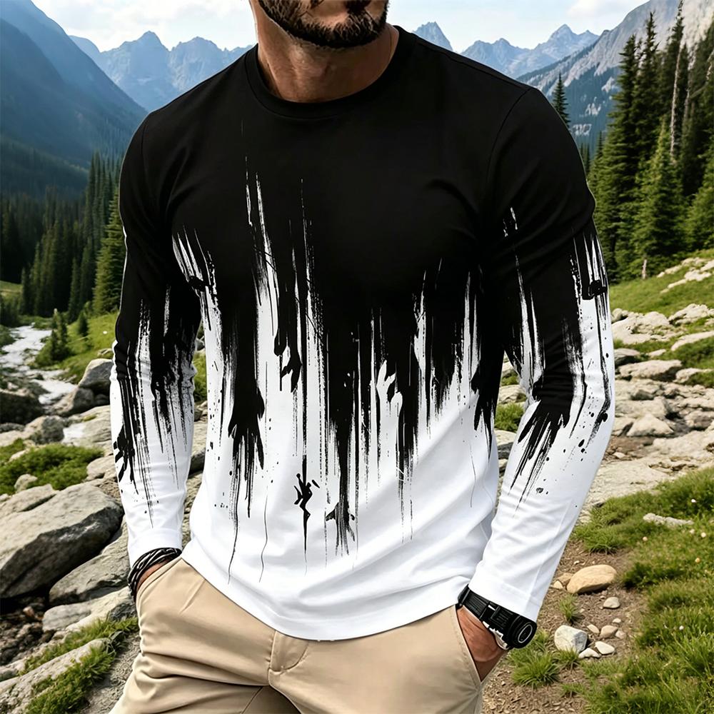 Men's Gradient Ink Splash Long - Men Fashion Vintage recension och pris