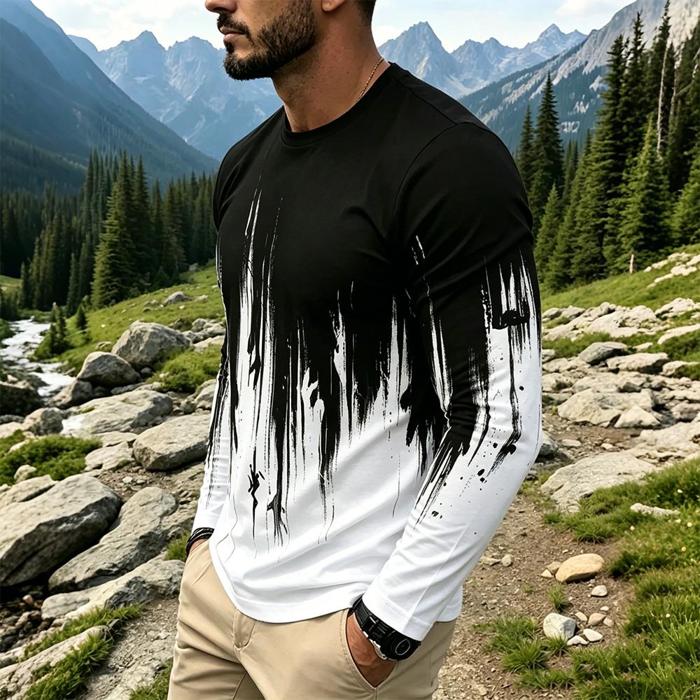 Men's Gradient Ink Splash Long - Men Fashion Vintage recension och pris