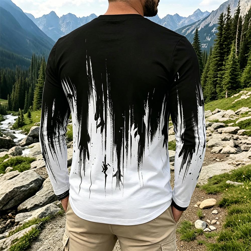 Men's Gradient Ink Splash Long - Men Fashion Vintage recension och pris