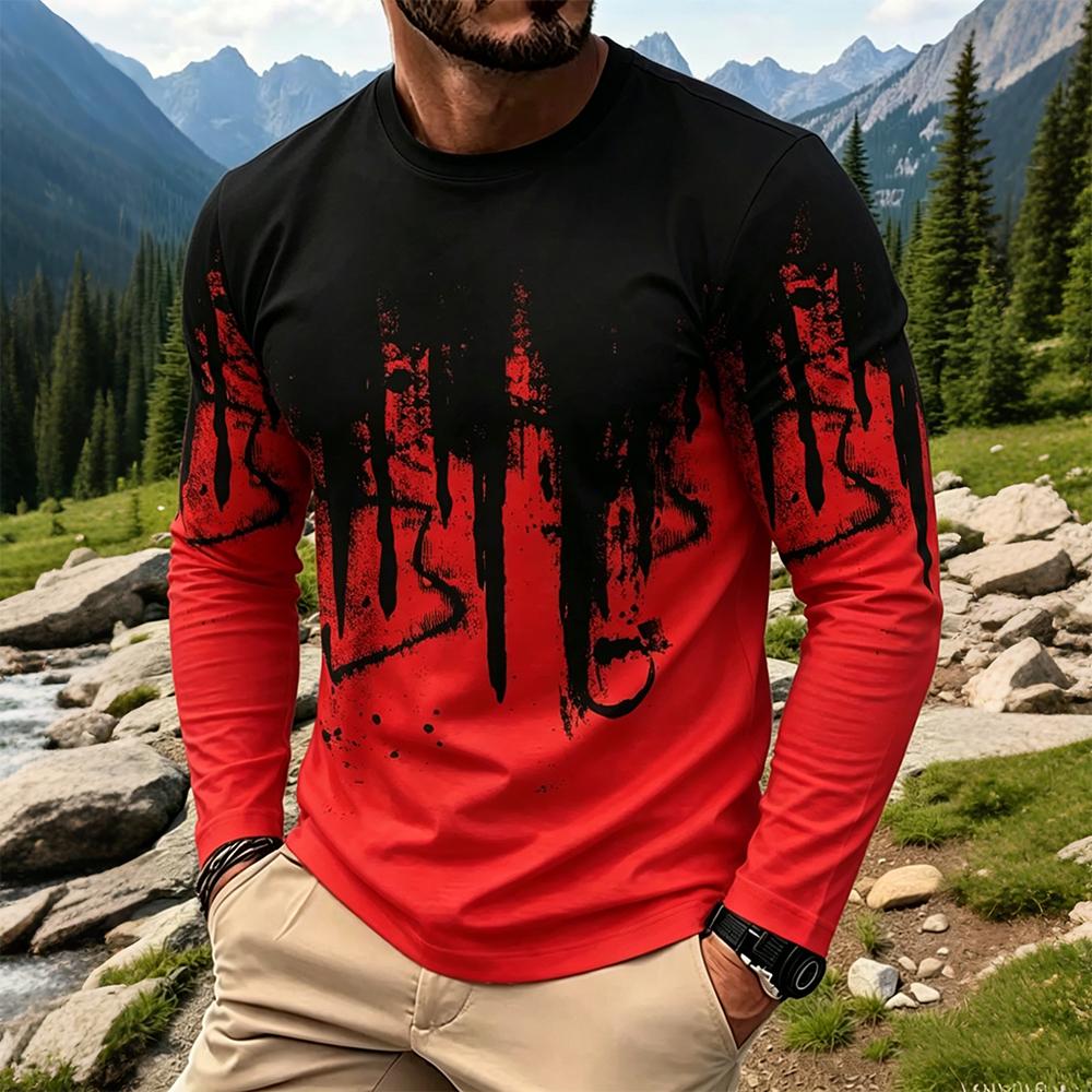Men's Gradient Ink Splash Long - Men Fashion Vintage recension och pris